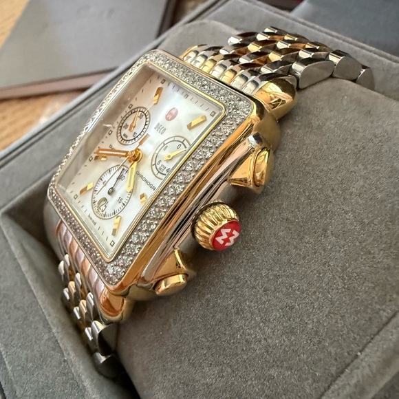 Michele Watch Deco Diamond Chronograph Two Tone - Picture 4 of 12